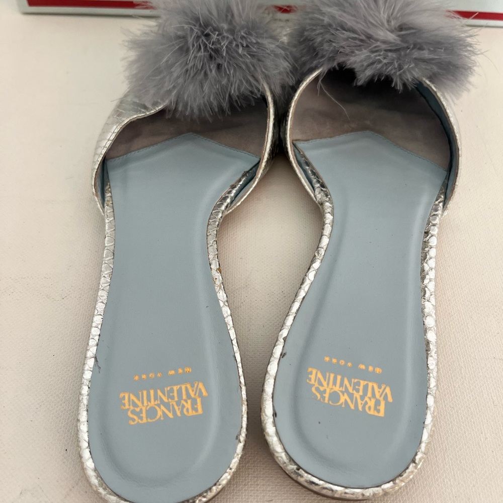 Frances Valentine Pauline Silver and Gray Women's Mules - Picture 3 of 4
